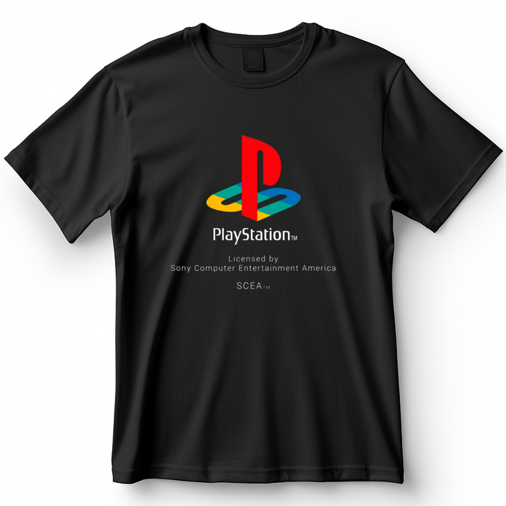 [Camiseta Vintage Masculina Algodão]NVR Camiseta PlayStation Logo Clássico Blusa Camisa 100% Algodão