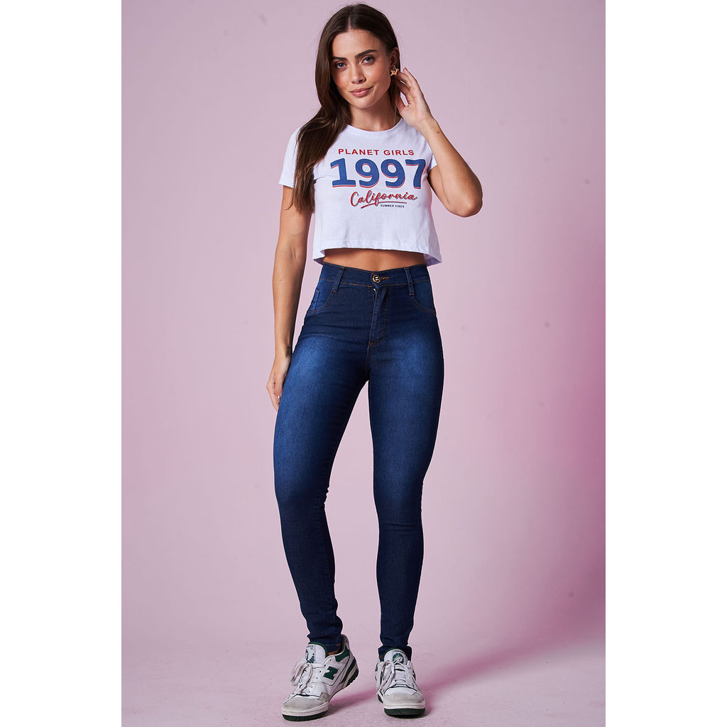 Camiseta Cropped Feminina Estampada Planet Girls Branco · foto 2