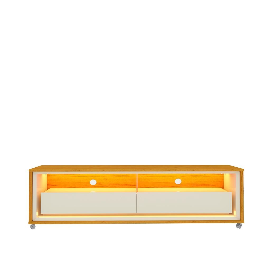 Rack para TV até 85 Polegadas com LED 100% MDF 172,5cm Rodízios Requinte Yescasa Marrom Naturale/Off White · foto 2