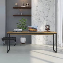 Escrivaninha Mesa Escritório Diretor Estilo Dynamica 60cm Industrial Yescasa Lamina Mel e Preto Marrom Lamina Mel /