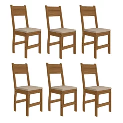 Kit 6 Cadeiras de Jantar MDF Milano Laranja/Carvalho/Savana Carvalho/Savana