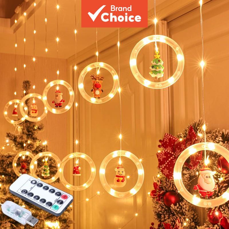 Cordão de Luzes de Natal SAIMILI com estrelas, Papai Noel, luz de cortina com plugue USB, guirlanda para decoração de