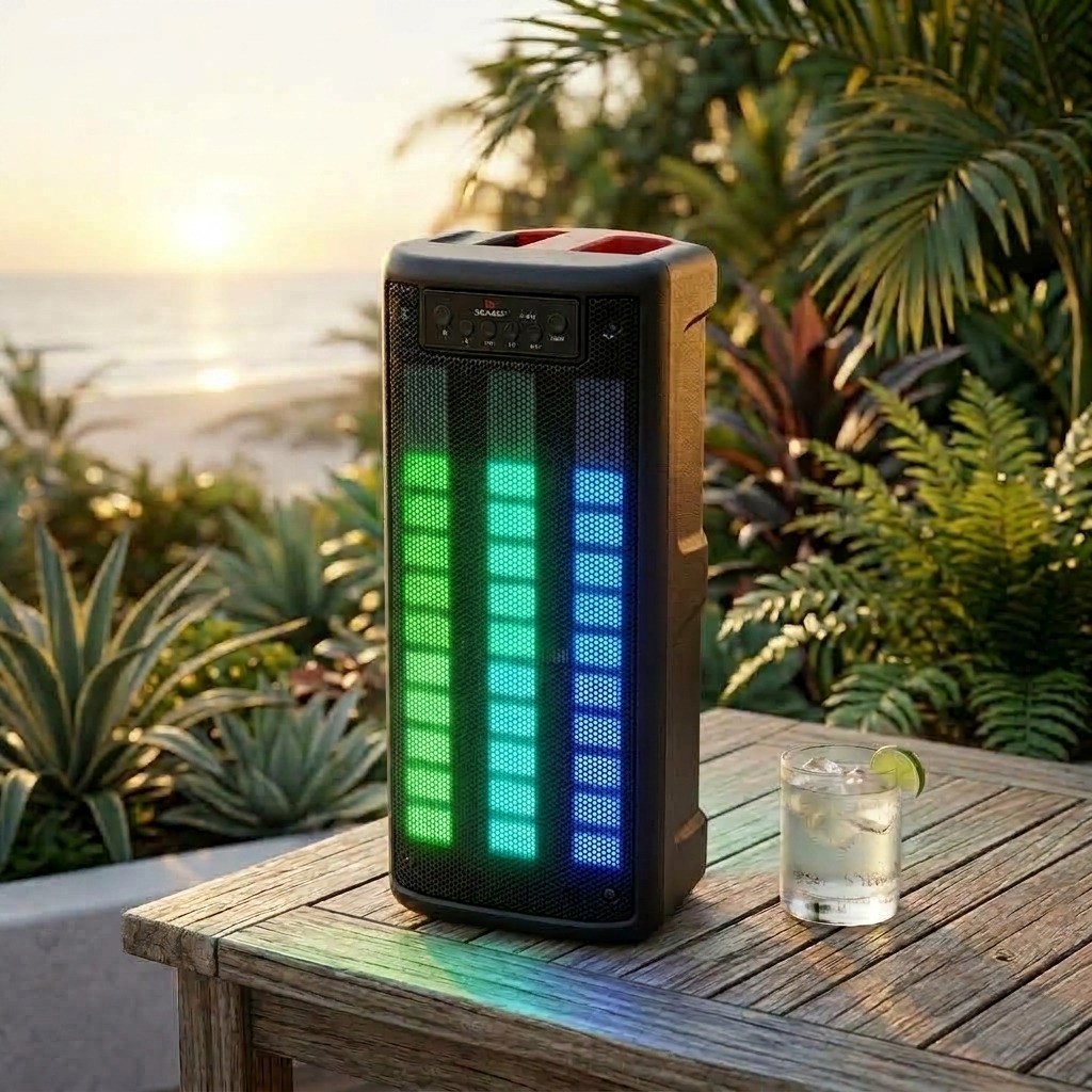Caixa De Som Grande Bluetooth Amplificada Led RGB Rítmico Tecnologia TWS Modelo Torre Conexão USB — imagem 2 de 2