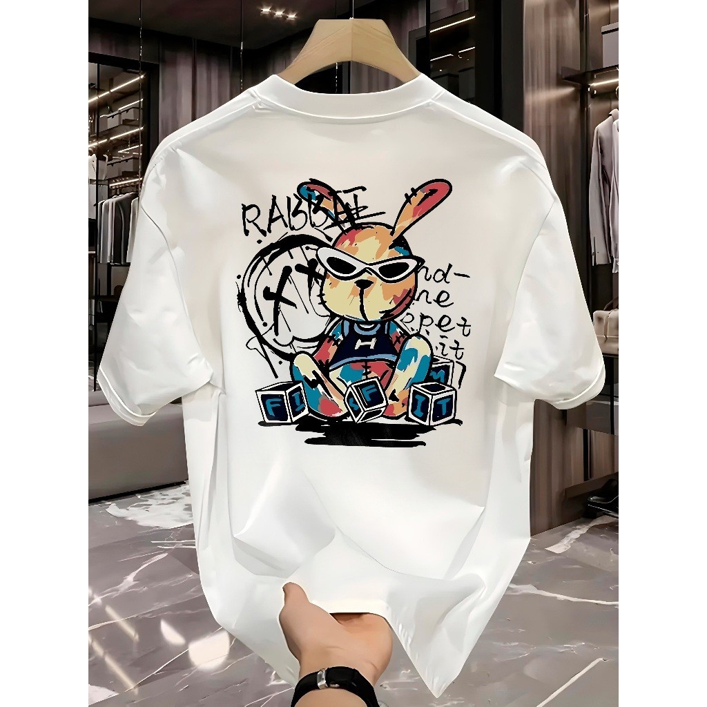 Camiseta Masculina Rabbit Graffiti Camisa Manfinity 100% Algodão Street Wear Diverse Estilos 10