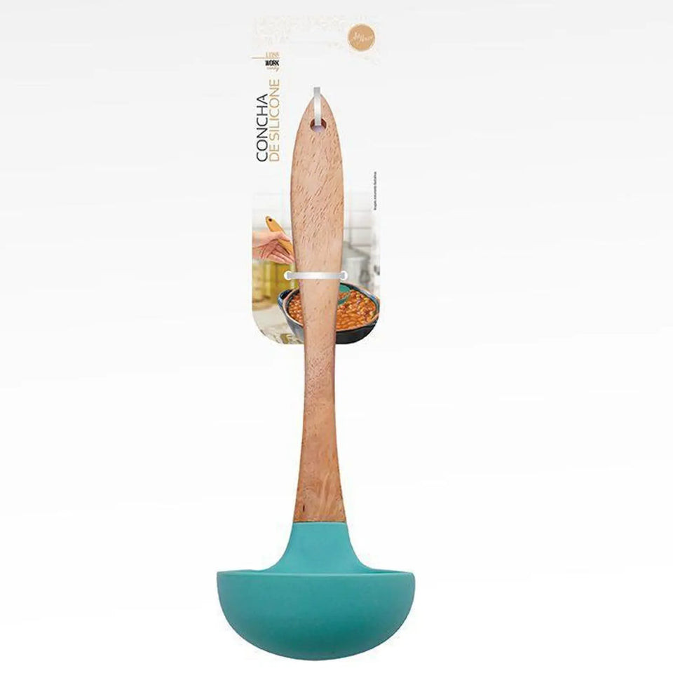 Concha de Silicone 32 cm Art House Work Candy ZG132-A – Cabo de Madeira + Silicone Resistente, Utensílio Antiaderente Co