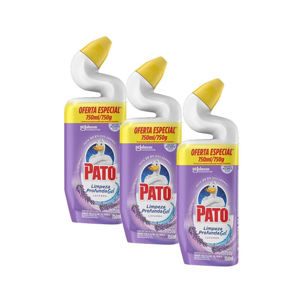 Kit 3 Desinfetante Gel Uso Geral Lavanda Pato Limpeza Profunda Squeeze 750ml em Oferta na Shopee
