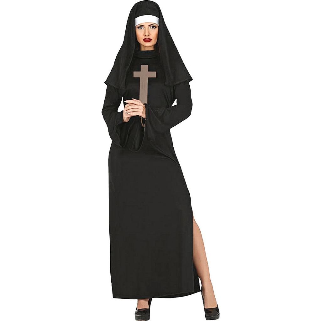 Fantasia Halloween Feminina Adulta Freira Valak do Mal de Luxo Vestido Preto Longo com Véu em Oferta na Shopee