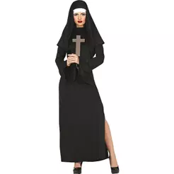 Fantasia Halloween Feminina Adulta Freira Valak do Mal de Luxo Vestido Preto Longo com Véu