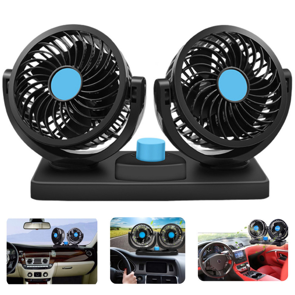 Mini Ventilador Duplo Para Carro Automotivo 12v/24v Potente 2 Velocidades Universal