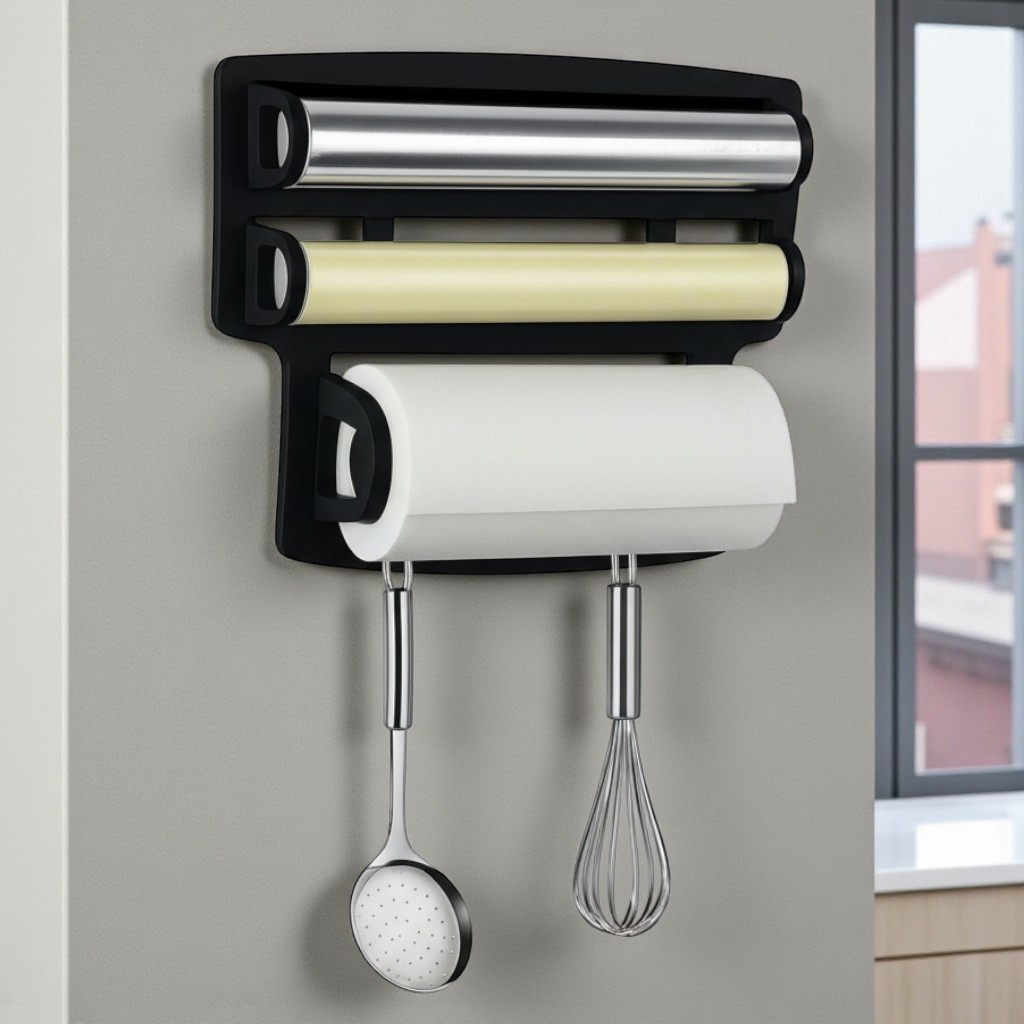 Porta Papel Toalha Triplo Organizador de Rolos para Cozinha– Papel Toalha, Filme Plástico e Alumínio em Oferta na Shopee