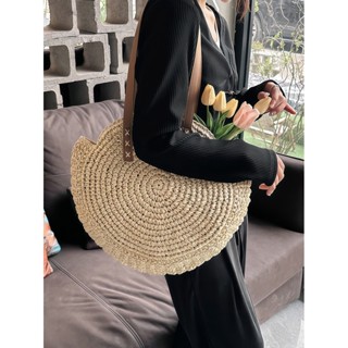 Bolsa circular de praia feminina bolsa Quadrado palha bolsa transversal verão Moda Textura trançada em Oferta na Shopee