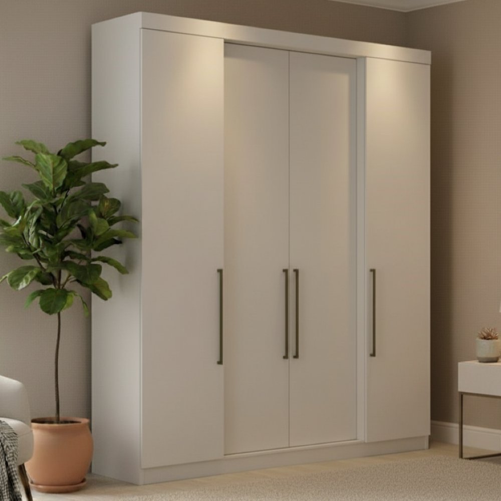 Guarda Roupa Casal 4 Portas Berlim Branco em Oferta na Shopee