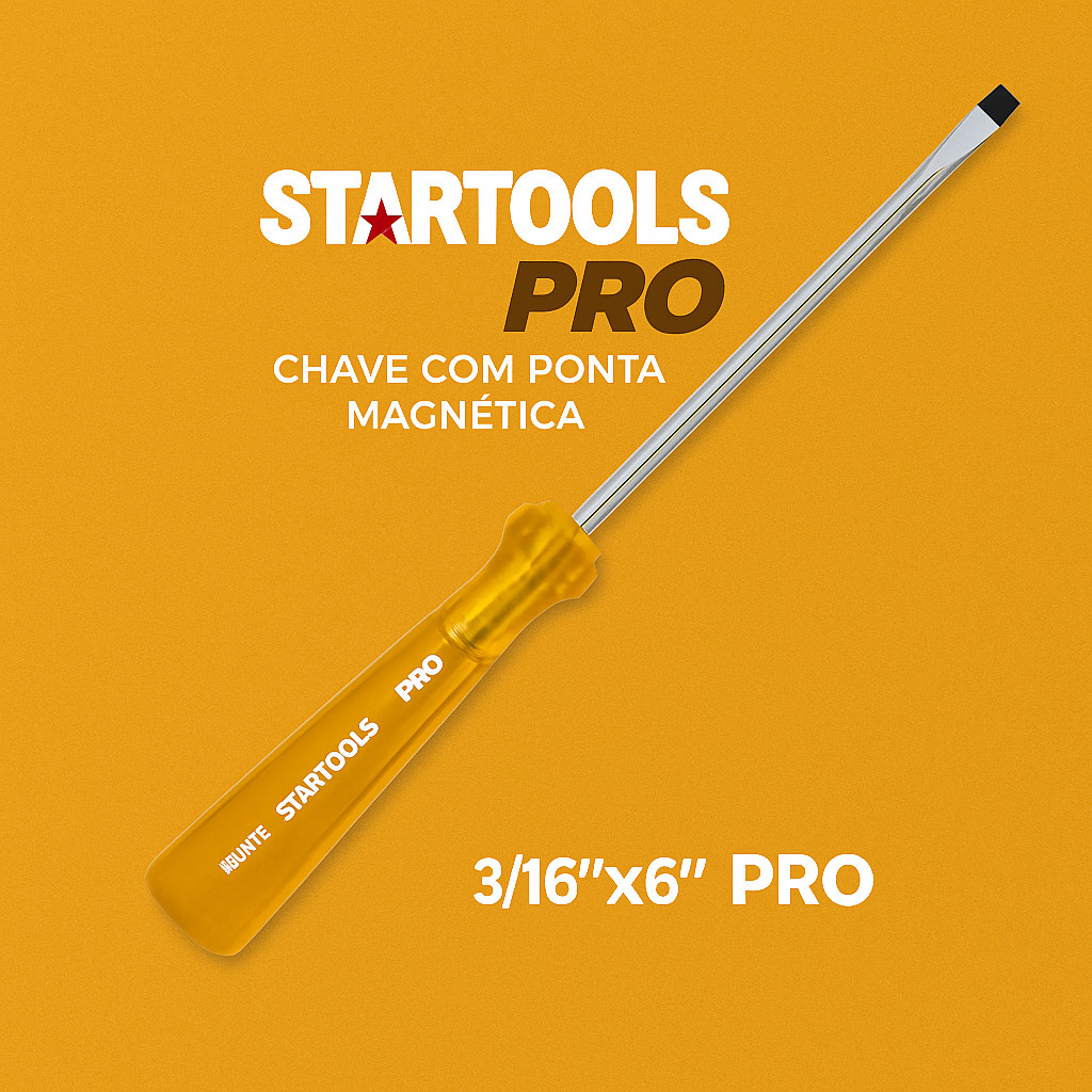 Chave Fenda Startools Ferramentas Com Ponta Magnética Pro 3/16 x 6´  Aço Cromo