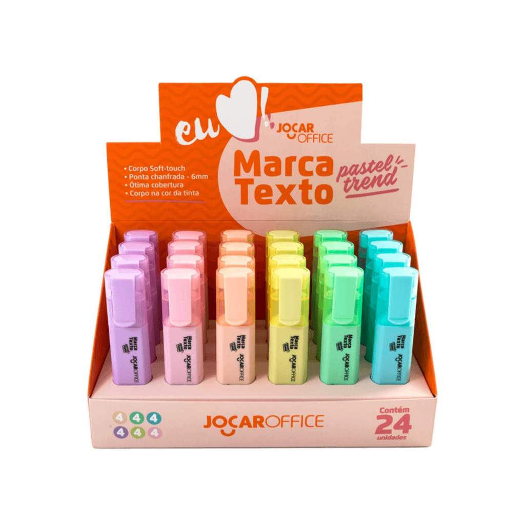 Caneta Marca Texto Cores Pastel Trend Display com 24 Unidades Jocar Office Leonora - 96138 em Oferta na Shopee