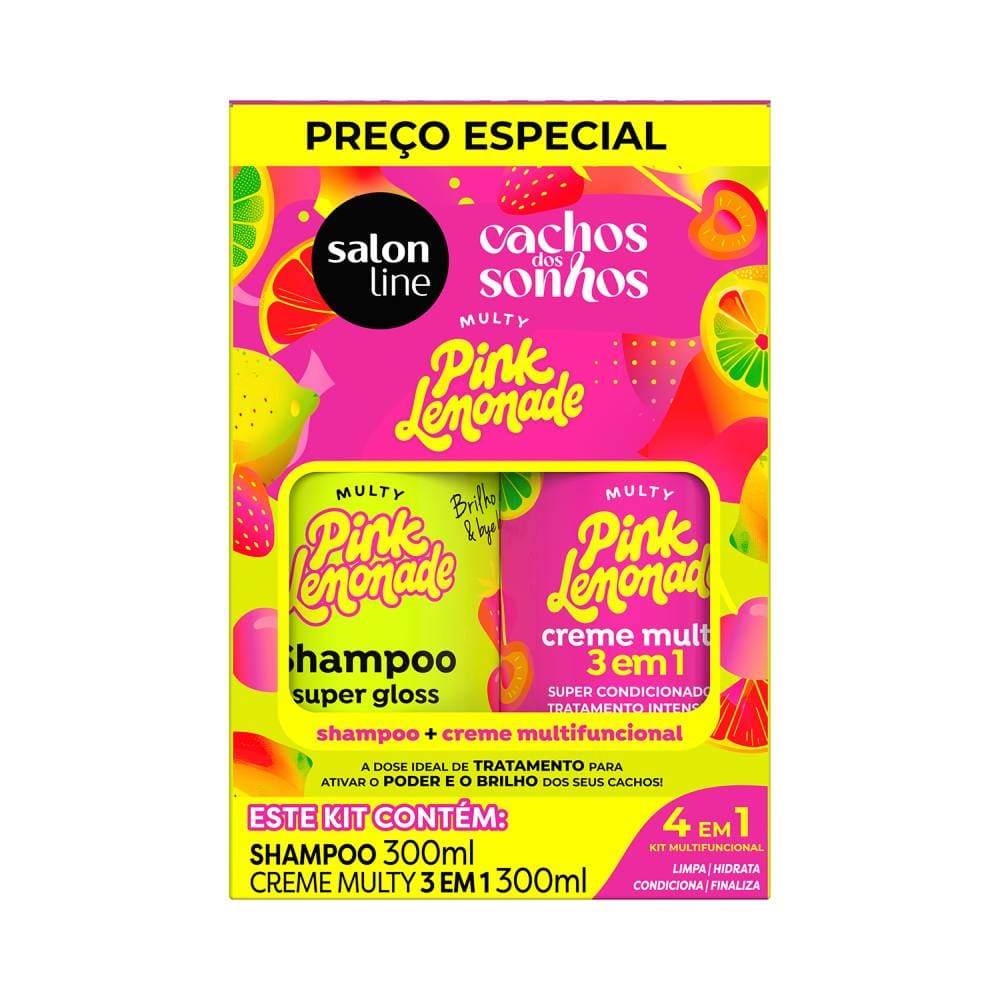 Kit Salon Line Multy Shampoo + Creme 3 em 1 Pink Limonade