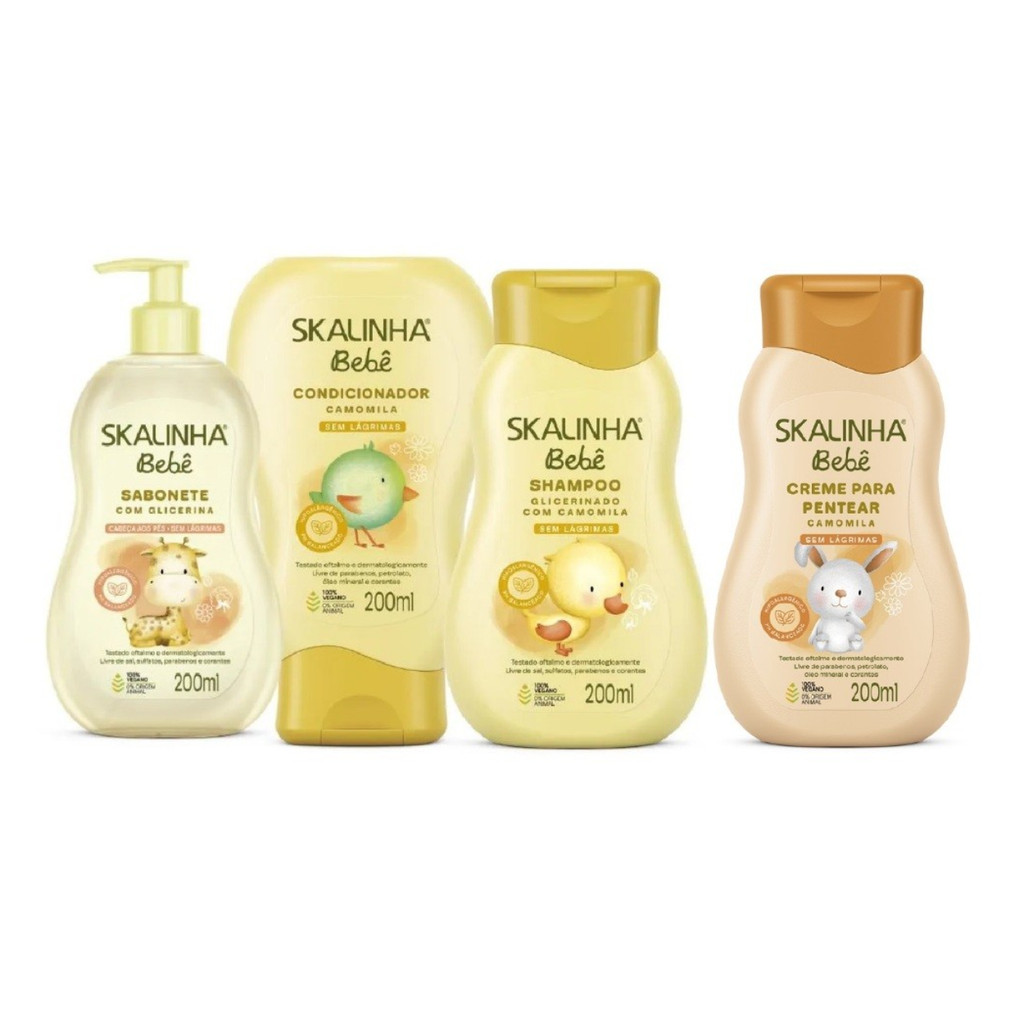 Kit Skalinha Bebê Sh + Cond Camomila + Sab liq + Cr Pent 200ml Camomila em Oferta na Shopee