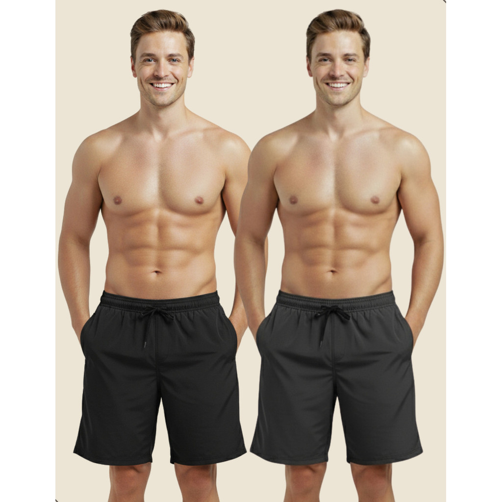 Kit 2 Bermuda Short Tactel Com Elastano Short Masculino Academia Treino Esporte Praia Basico Liso