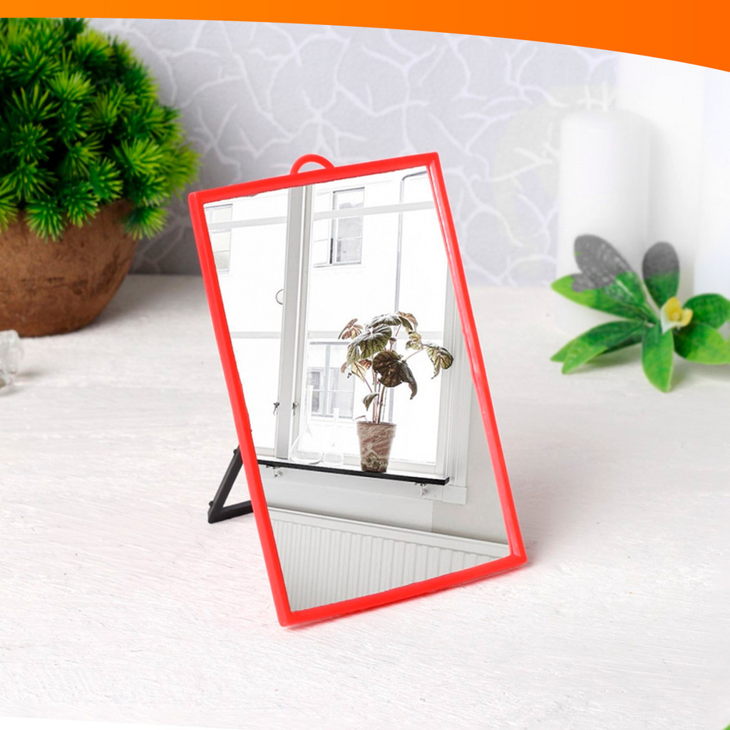 Espelho De Vidro Retangular 18x25CM Com Moldura Para Mesa E Com Alça Para Parede