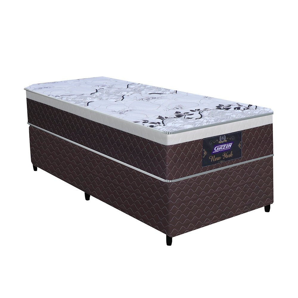 Conjunto New York Cama Box Solteiro e Colchão em Molas Ensacadas Gazin em Oferta na Shopee