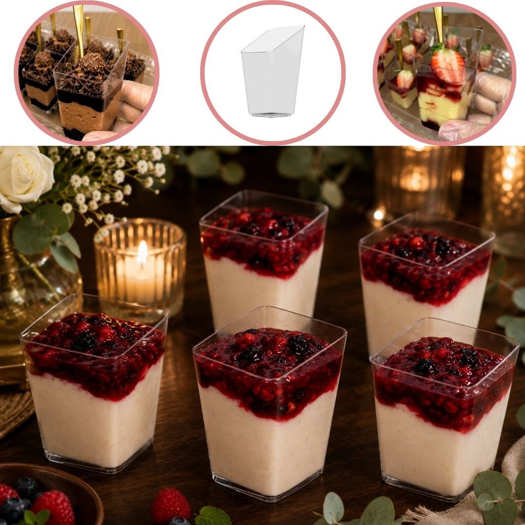 100 COPO PIC-071 SQUARE VERRINE PARA DOCES ACRILICO 70ML (PLASTILANIA) CHOCO