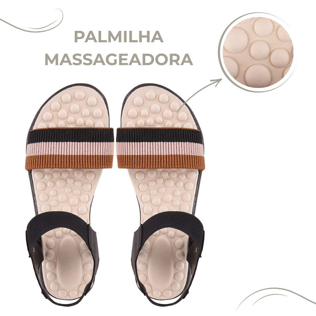 Sandália Feminina Confortável Ortopédica Ajustável Com Palmilha Anatômica Premium