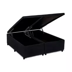 Cama Box Baú King Universal Suede Black (193x203x35) - Costa Rica