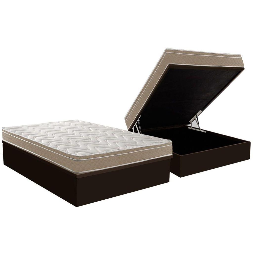 Cama Box Baú Casal: Colchão Anatômico Paropas D33 / Confort Ultra Firme + Base CRC Suede Brown(138x188)