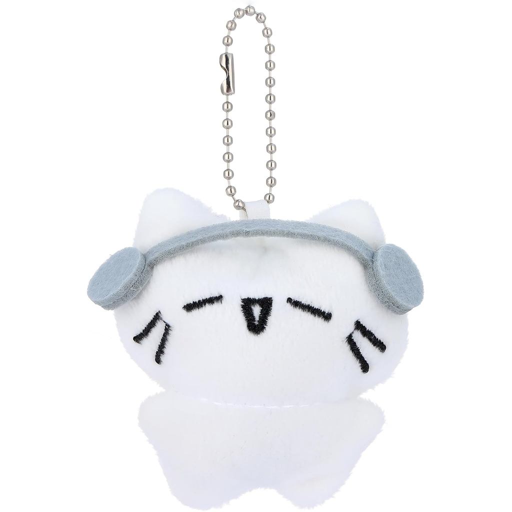 PUCAPOCO Chaveiro de Gato com Fones de Ouvido Fofos, Pelúcia Kawaii, Acessórios para Bolsas de Casais e Melhores Amigos,