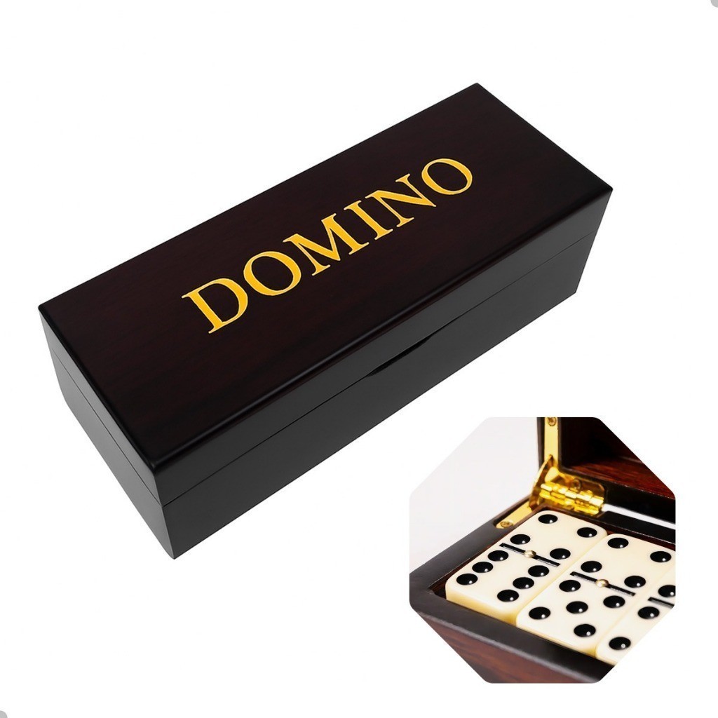Jogo Dominó de Osso Profissional Luxo 28 Peças Caixa Madeira Brinquedo Educativo Presente Domino