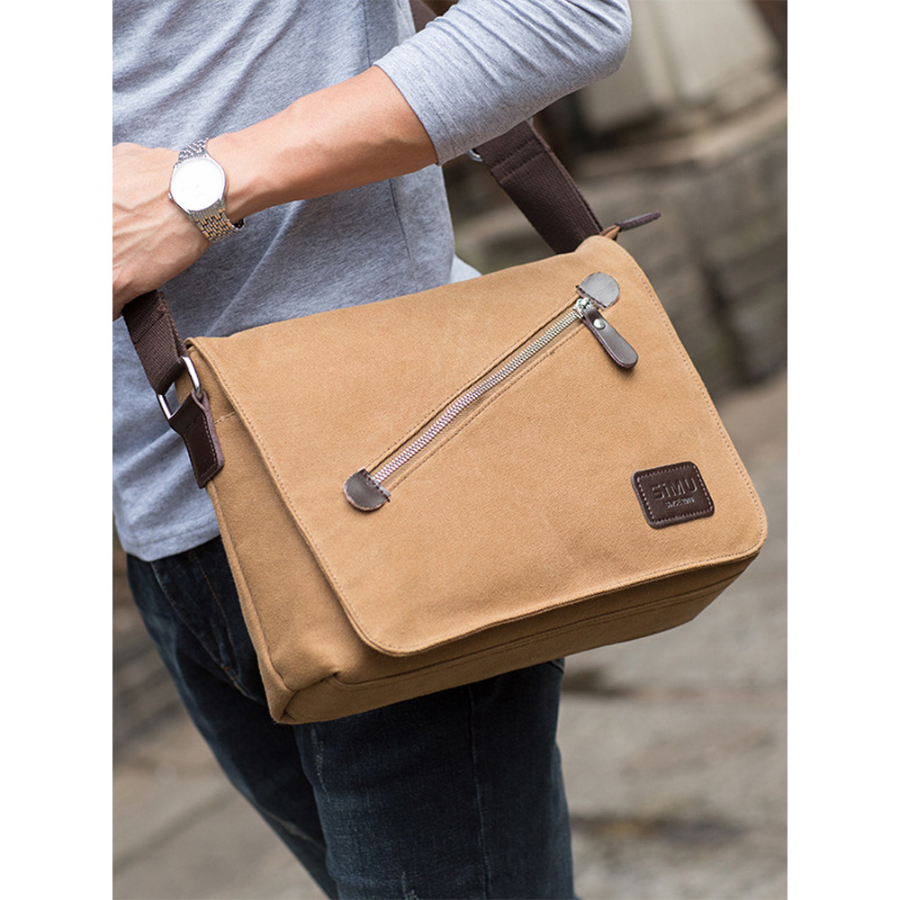 Bolsa de ombro masculina Casual mochila de ombro mensageiro masculino Commuter saco de escola Outing lona bolsa de ombro