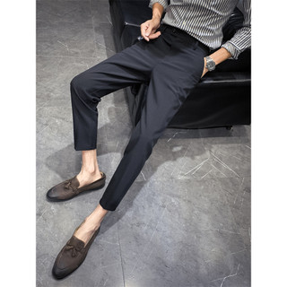 Terno calças até o tornozelo masculino ins primavera verão estilo fino versão coreana na moda magro-ajuste magro calças 