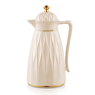 Garrafa Térmica Khadija 1L Bege E Dourado Conserva Temperatura Design Sofisticado - Tuut