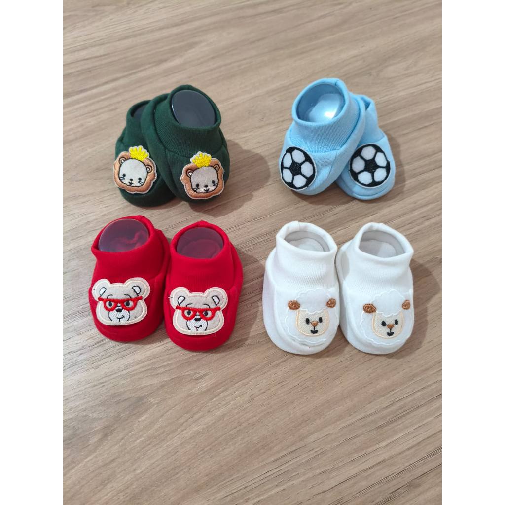 kit 4 pares meia sapatinho  bebê menino bichinhos