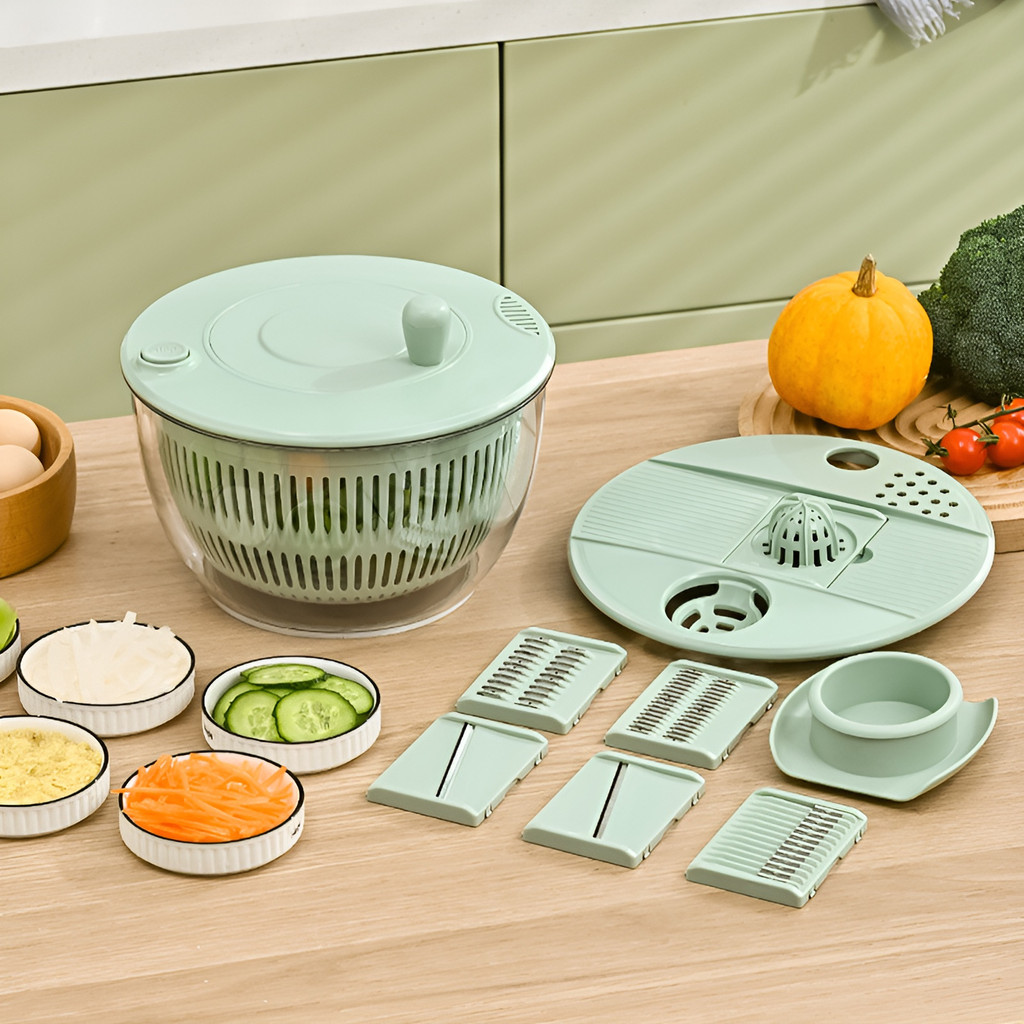 [Prático E Versátil] Máquina De Salada 5L Multiuso Cortador De Legumes/Secador De Frutas/Frutas E Verduras