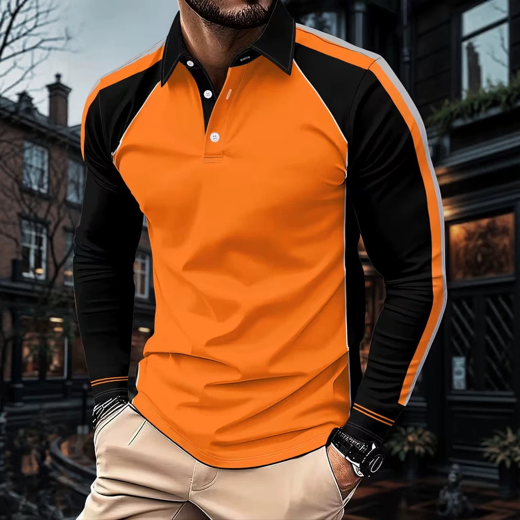 Novo All-Match diário estilo simples camisa Polo masculina Casual pulôver de manga comprida