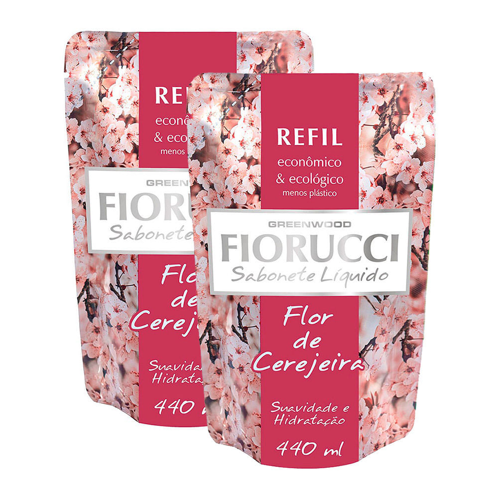 Kit 2 Sabonete Líquido Fiorucci Flor de Cerejeira Refil 440ml