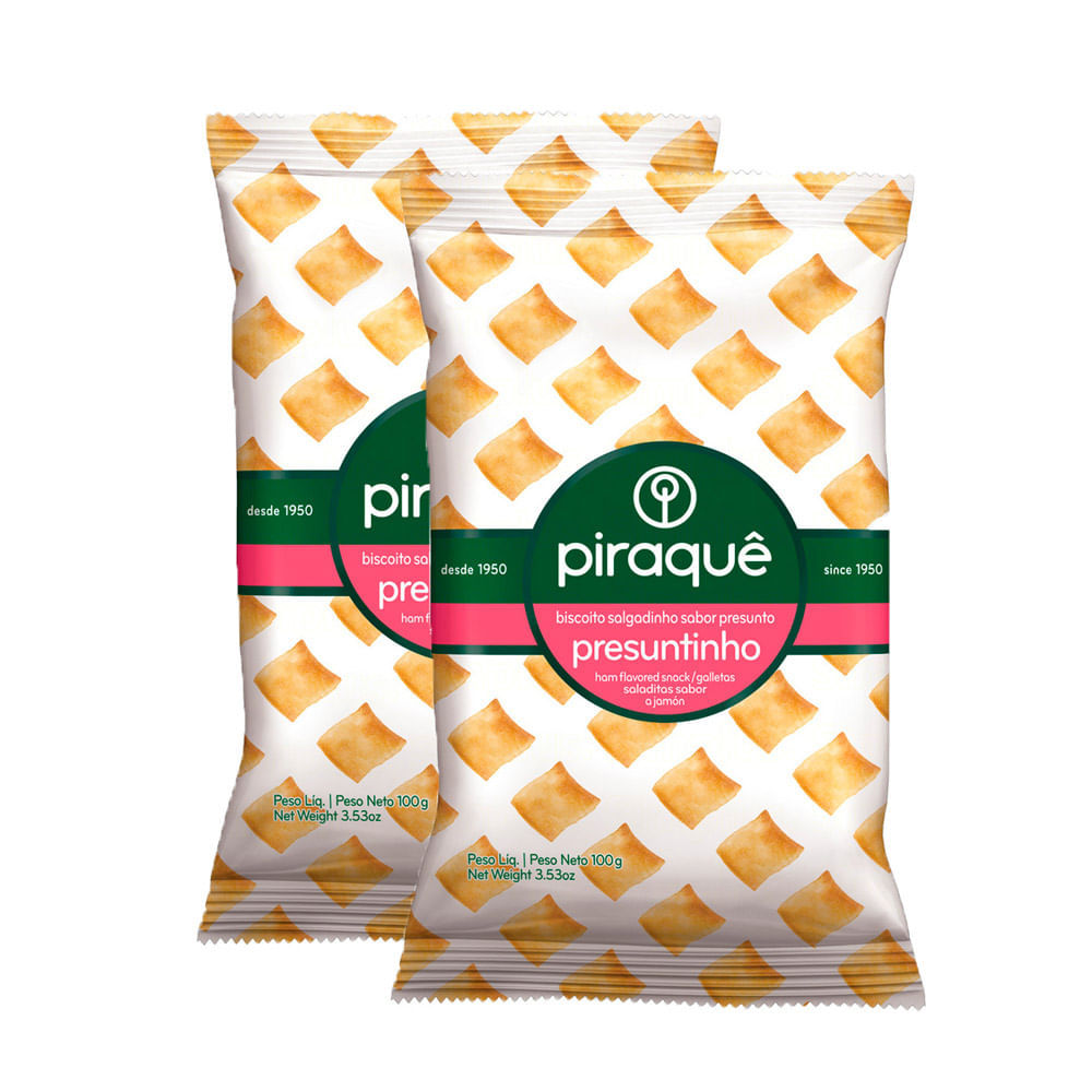 Kit 2 Biscoito Piraquê Presuntinho com 100g