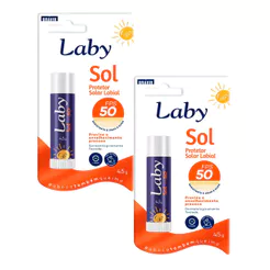 Kit 2 Protetor Solar Labial Laby FPS 50 Stick Sem Sabor com 4,5g