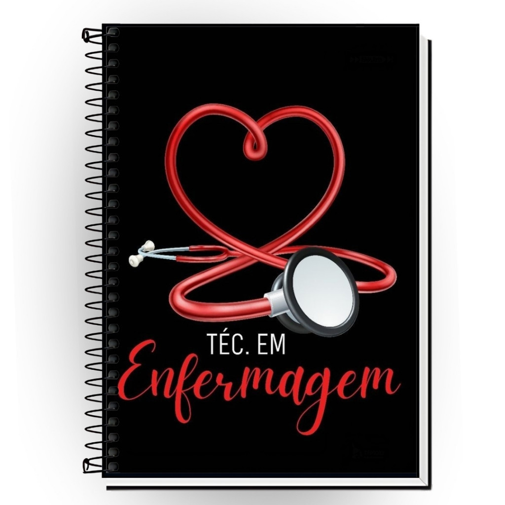 Caderno Personalizado Enfermagem | Capa Dura | 1 a 20 Matérias | Formato Universitário A4 | Espiral Reforça