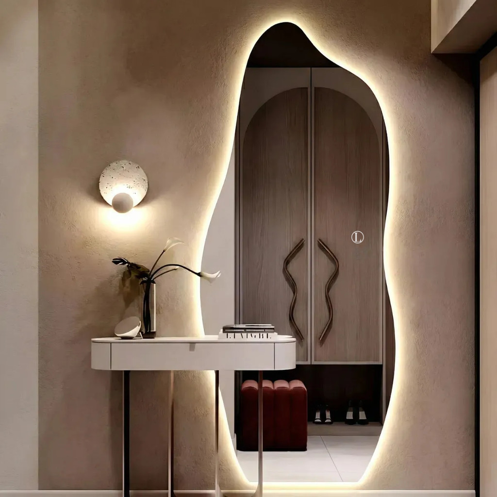 Espelho Orgânico Magnus Corpo Inteiro 150x50 3 Cores de Led (Quente, Neutro e Fr