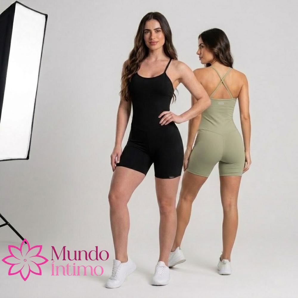 Kit 2 Macaquinho Feminino Academia Fitness Liso Zero Transparência Treino Confortável Adulto Gym