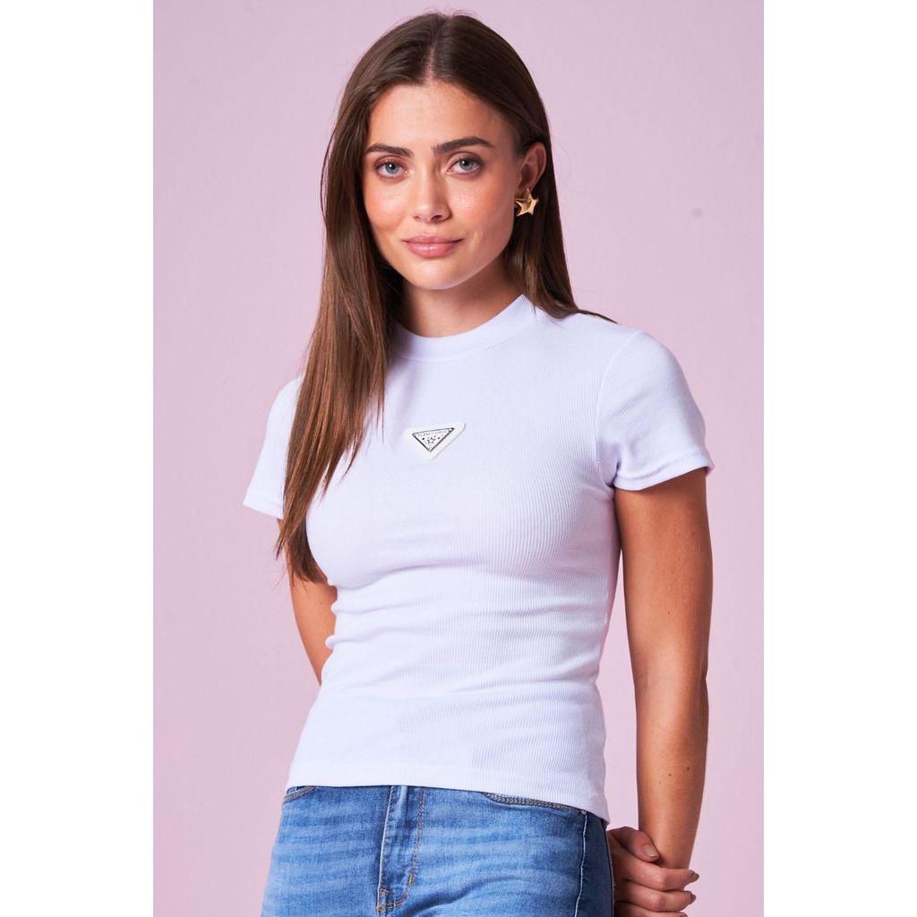 Blusa Feminina Com Aplique de Metal Planet Girls Branco