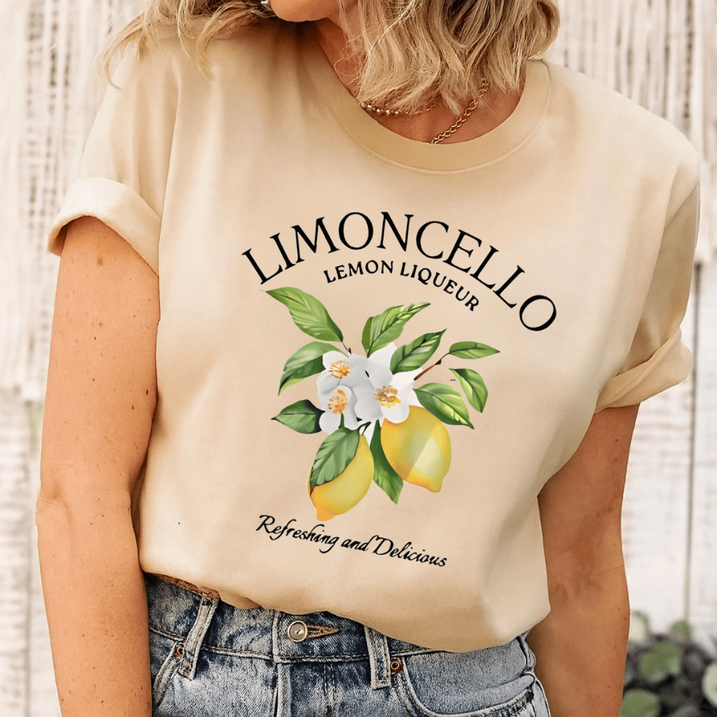 Camiseta Feminina Estampada Limao Limoncello T-Shirt 100% Algodão Premium Tendência Estilosa Leve Confortavel
