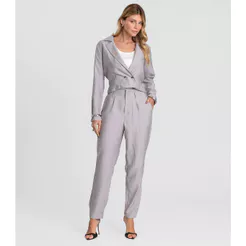 Calça Feminina Cenoura Alfaiataria Dianna Cinza
