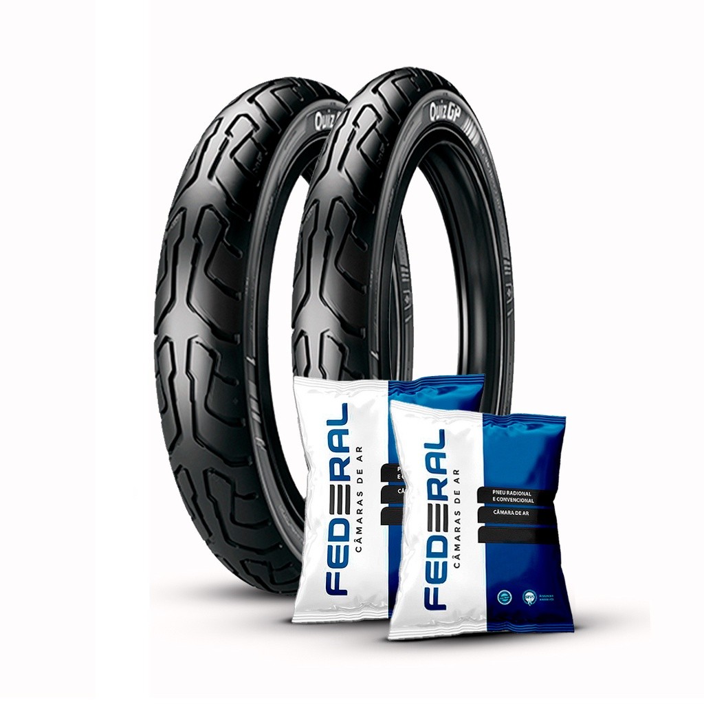 Kit Pneus Aro 14 e 17 Ira Tires Quiz GP 80/100-14 + 60/100-17 + 2 Câmaras Biz 100/125 Pop 100/110 Jet 50/125