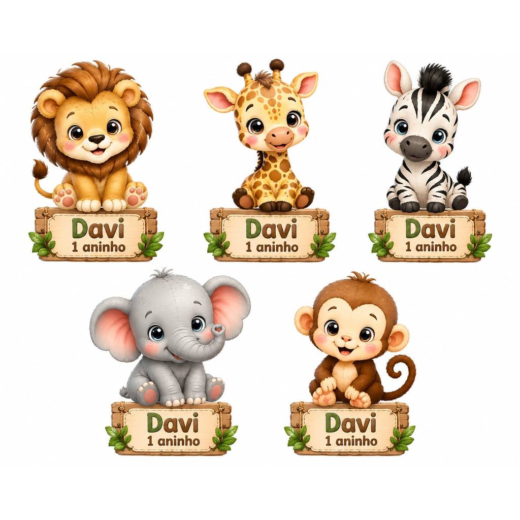 Aplique Safari Baby Lembrancinha Personalizada | Topper Personalizado Infantil | Aplique para Tubete Safari