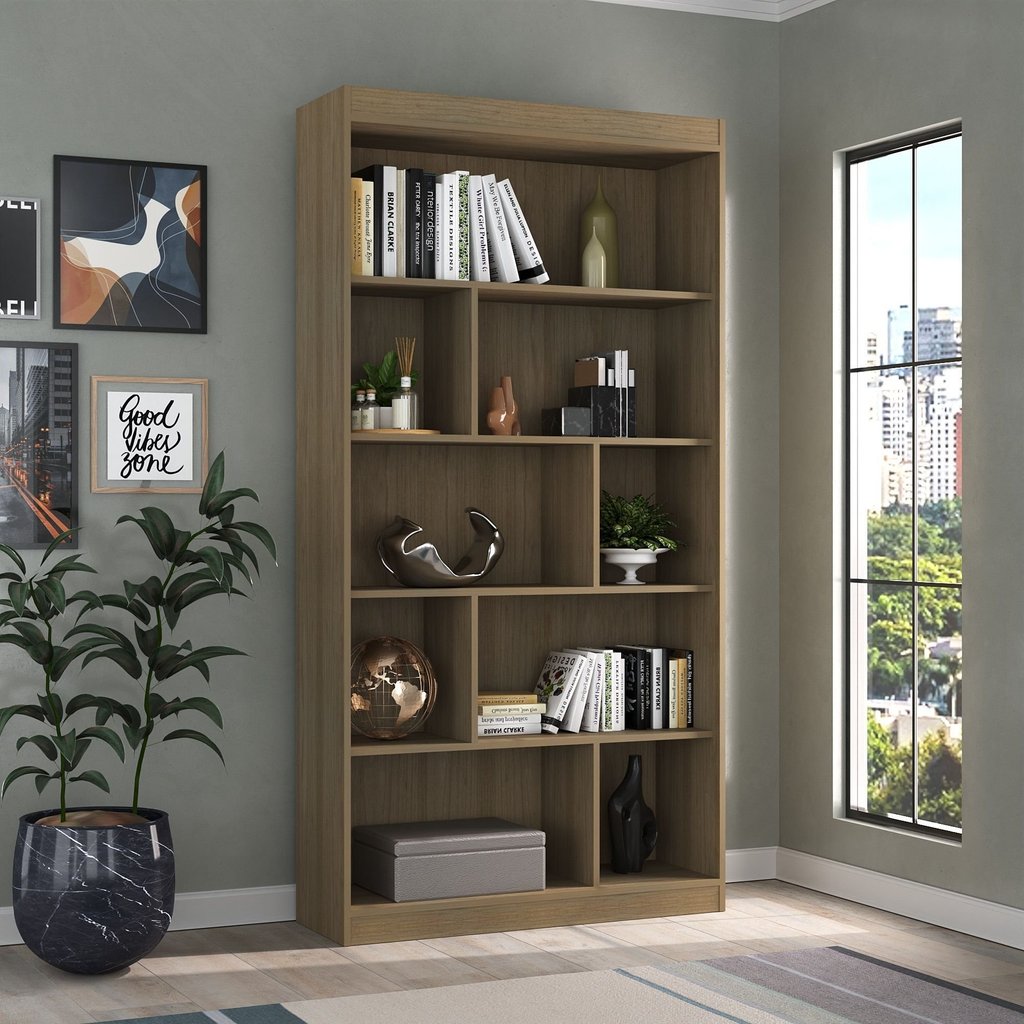 Estante de Livros 93CMX181CM 4 Prateleiras Home Office Espresso Móveis Marrom Avelã Tx