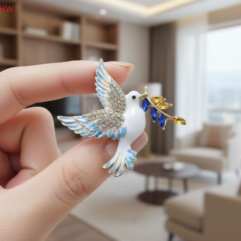 Broche De Pombo Acessório De Moda Feminino Asa De Pássaro Pino Brilhante Strass Corsage Estilo Retrô Acessórios De Roupa