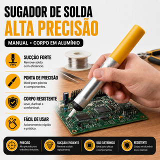 Sugador De Solda Ruslly Antiestático Em Alumínio Para Ferramenta Solda Metálico Profissional