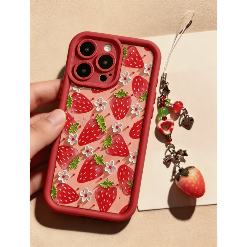 Morango Caso De Telefone Para Samsung Galaxy A17 A07 A06 A16 A56 A36 A26 A55 A54 A32 A12 A22 5G Pulseira Corrente Macio 